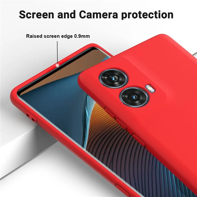 For Motorola Moto G85 5G / S50 Neo 5G Case Anti-Drop Liquid Silicone Phone Cover with Wrist Strap - Red
