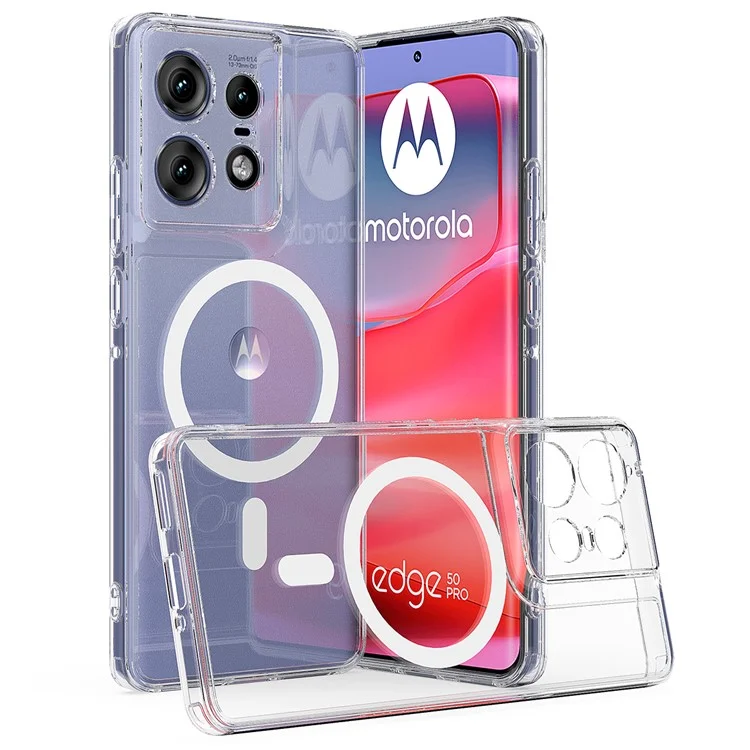 Für Motorola Edge 50 Pro 5G Klare Hülle TPU+Acryl Magnetische Telefonabdeckung Kompatibel mit MagSafe
