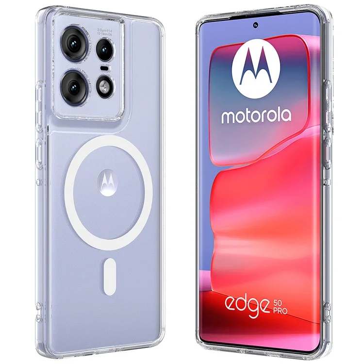 Für Motorola Edge 50 Pro 5G Klare Hülle TPU+Acryl Magnetische Telefonabdeckung Kompatibel mit MagSafe