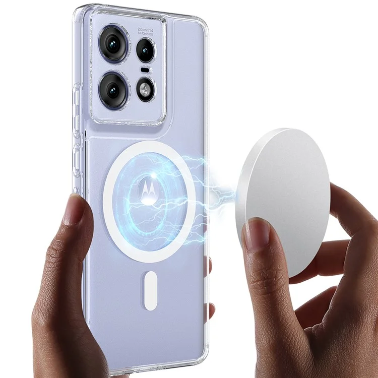 Für Motorola Edge 50 Pro 5G Klare Hülle TPU+Acryl Magnetische Telefonabdeckung Kompatibel mit MagSafe