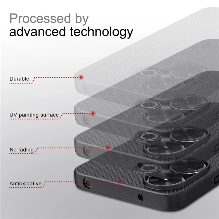 NILLKIN Frosted Shield Phone Case per Xiaomi Redmi 13 5G / 13 4G / Note 13R 5G / Poco M6 4G Custodia rigida in PC - Nero