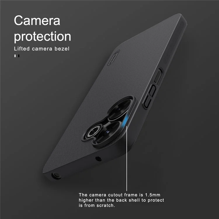 NILLKIN Frosted Shield Phone Case per Xiaomi Redmi 13 5G / 13 4G / Note 13R 5G / Poco M6 4G Custodia rigida in PC - Nero