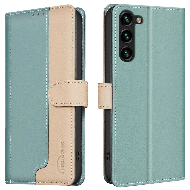 BINFEN COLOR BF33 Pour Samsung Galaxy S23+ Coque Folio Flip Cuir RFID Blocking - Vert