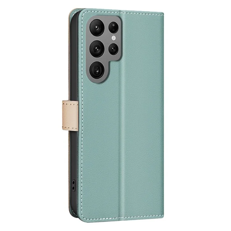 BINFEN COLOR BF33 Pour Étui Samsung Galaxy S23 Ultra Étui Portefeuille en Cuir Bicolore - Vert
