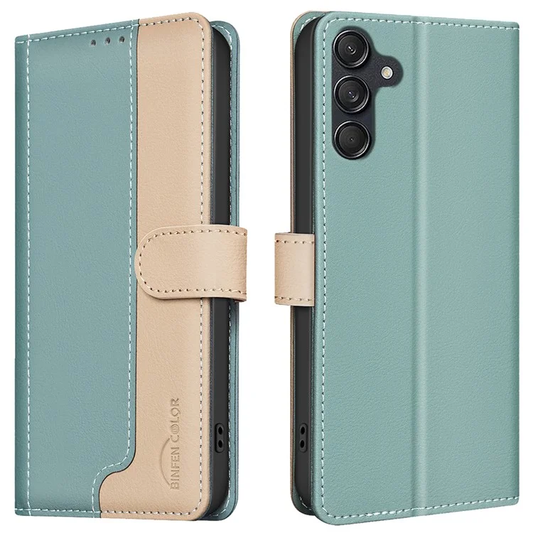 BINFEN COLOR BF33 pour Samsung Galaxy A24 4G (162,1 x 77,6 x 8,3 mm) Étui RFID Blocking Leather Cover - Vert