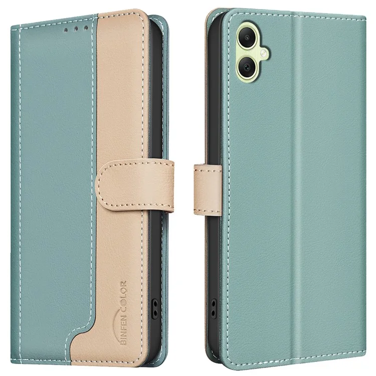 BINFEN COLOR BF33 For Samsung Galaxy A05 4G Case RFID Blocking Splicing Color Phone Cover - Green