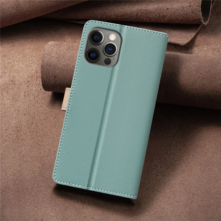 BINFEN COLOR BF33 Pour étui iPhone 12 Pro Max RFID Blocking Dual Color Phone Leather Cover - Vert
