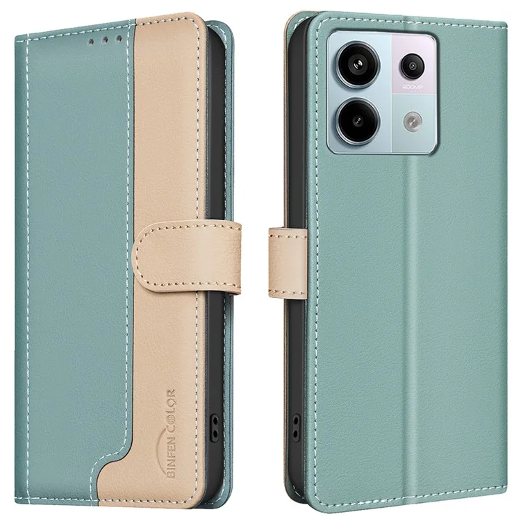 BINFEN COLOR BF33 For Xiaomi Poco X6 5G / Redmi Note 13 Pro 5G Case Leather Stand Phone Cover - Green
