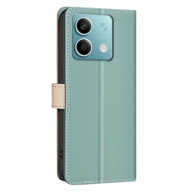 BINFEN COLOR BF33 Für Xiaomi Redmi Note 13 5G Lederhülle Splicing Color Wallet Cover - Grün