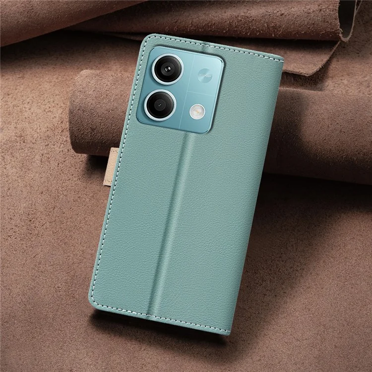 BINFEN COLOR BF33 Für Xiaomi Redmi Note 13 5G Lederhülle Splicing Color Wallet Cover - Grün