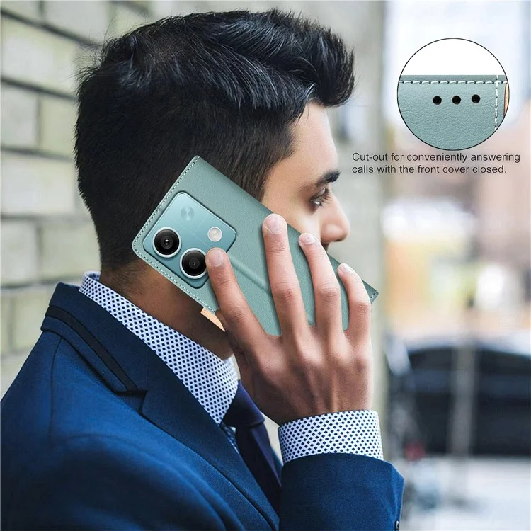 BINFEN COLOR BF33 Für Xiaomi Redmi Note 13 5G Lederhülle Splicing Color Wallet Cover - Grün