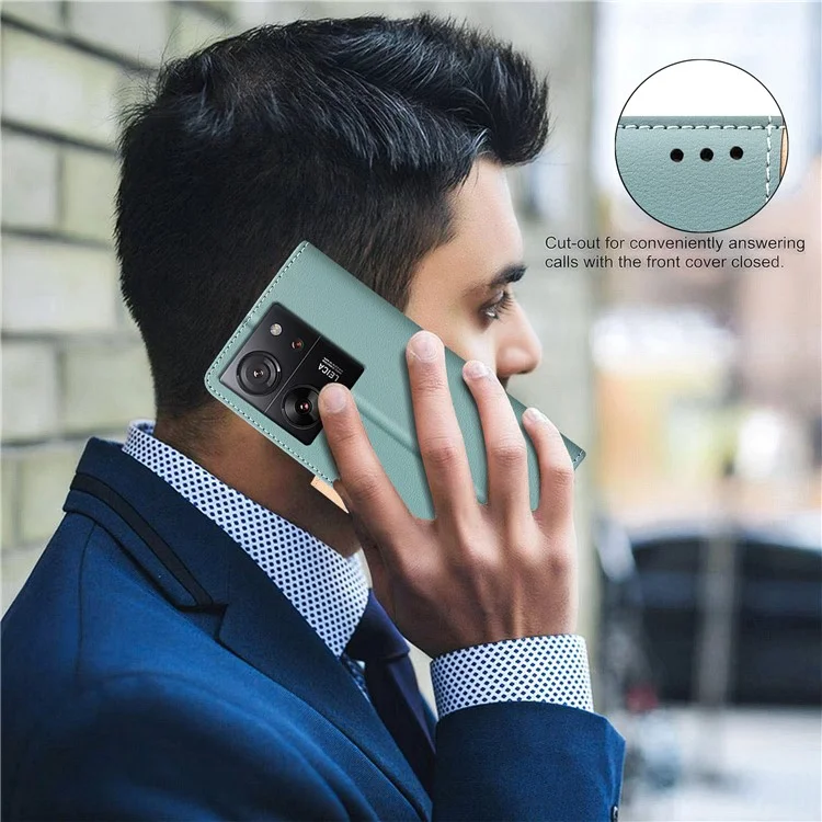 BINFEN COLOR BF33 For Xiaomi 13T / 13T Pro / Redmi K60 Ultra Leather Case Phone Wallet Cover - Green