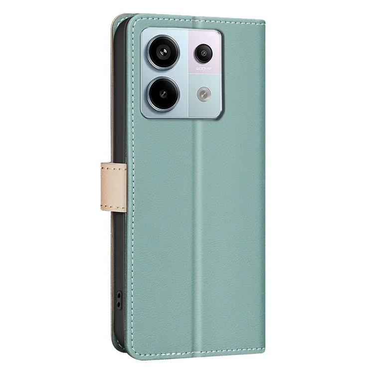 BINFEN COLOR BF33 для Xiaomi Redmi Note 13 Pro 4G / Poco M6 Pro 4G Кожаный кошелек Чехол для телефона - Зеленый