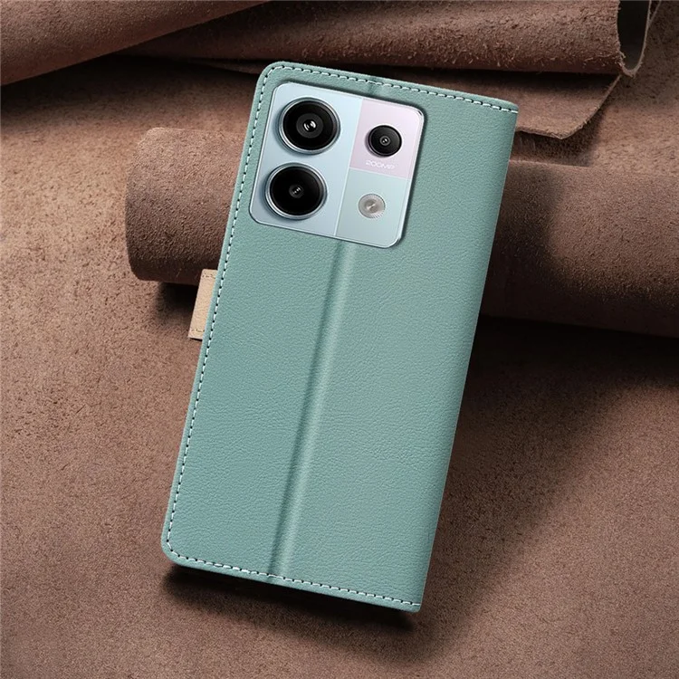BINFEN COLOR BF33 для Xiaomi Redmi Note 13 Pro 4G / Poco M6 Pro 4G Кожаный кошелек Чехол для телефона - Зеленый