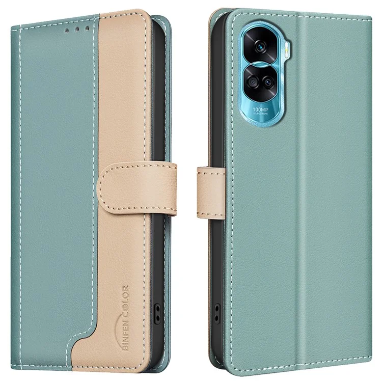 BINFEN COLOR BF33 для Honor X50i 5G / 90 Lite 5G Чехол-бумажник Кожаный чехол RFID-блокировка - Зеленый