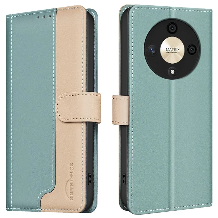 BINFEN COLOR BF33 Für Honor Magic6 Lite 5G / X9b 5G Lederetui RFID-blockierendes Kartenfach - Grün