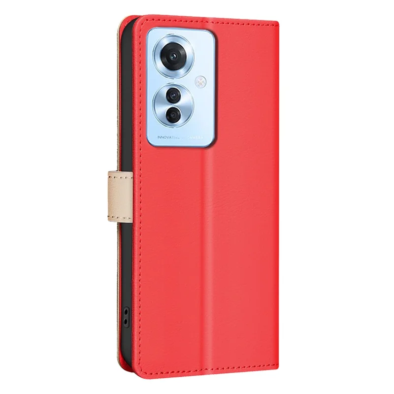 BINFEN COLOR BF33 For Oppo Reno11 F 5G Case Splicing Color PU Leather Phone Cover - Red