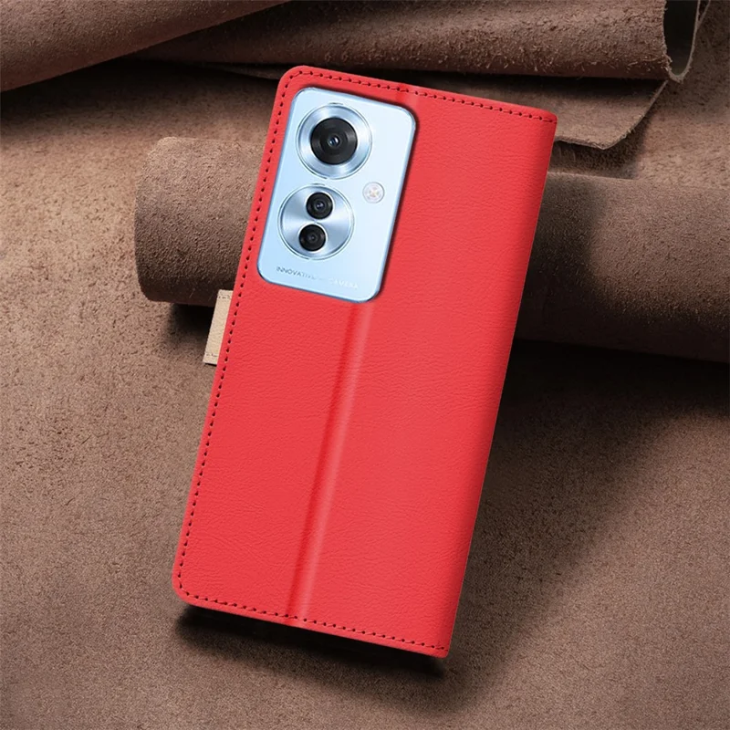 BINFEN COLOR BF33 For Oppo Reno11 F 5G Case Splicing Color PU Leather Phone Cover - Red