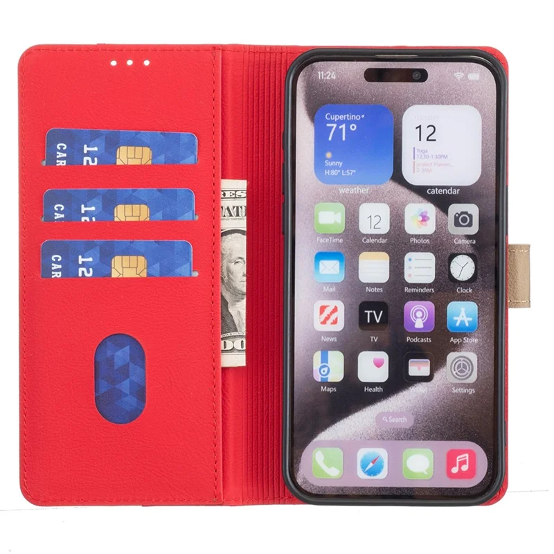 BINFEN COLOR BF33 For Oppo Reno11 F 5G Case Splicing Color PU Leather Phone Cover - Red