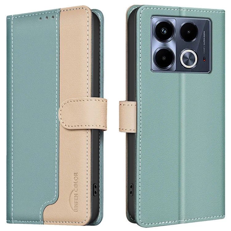 BINFEN COLOR BF33 pour Infinix Note 40 Étui RFID Blocking Leather Phone Cover Wallet - Vert