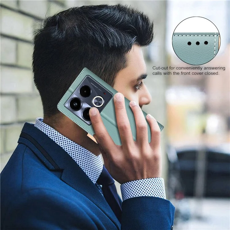 BINFEN COLOR BF33 pour Infinix Note 40 Étui RFID Blocking Leather Phone Cover Wallet - Vert