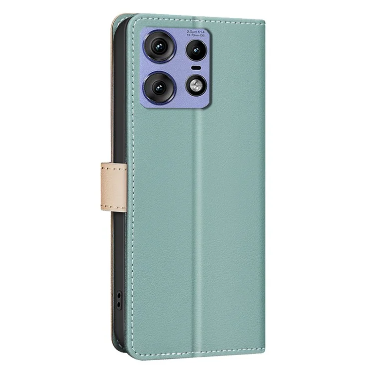 BINFEN COLOR BF33 Para Motorola Edge 50 Pro 5G Caso Splicing Color Leather Wallet Flip Cover - Verde