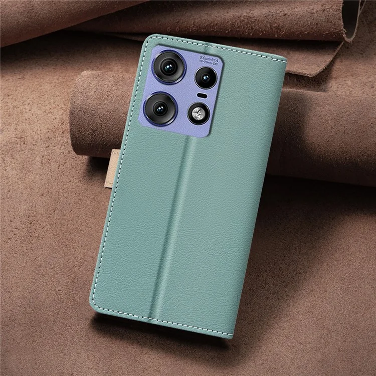 BINFEN COLOR BF33 Para Motorola Edge 50 Pro 5G Caso Splicing Color Leather Wallet Flip Cover - Verde