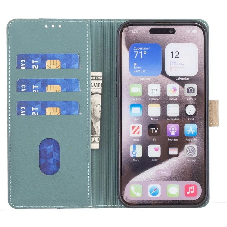 BINFEN COLOR BF33 Para Motorola Edge 50 Pro 5G Caso Splicing Color Leather Wallet Flip Cover - Verde