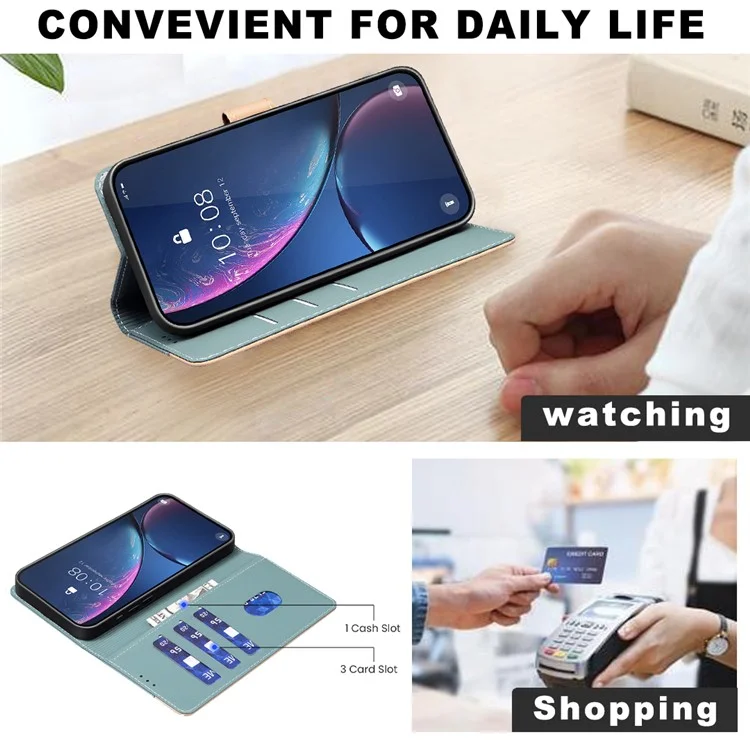 BINFEN COLOR BF33 Para Motorola Edge 50 Pro 5G Caso Splicing Color Leather Wallet Flip Cover - Verde