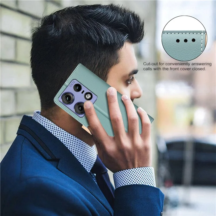 BINFEN COLOR BF33 Para Motorola Edge 50 Pro 5G Caso Splicing Color Leather Wallet Flip Cover - Verde