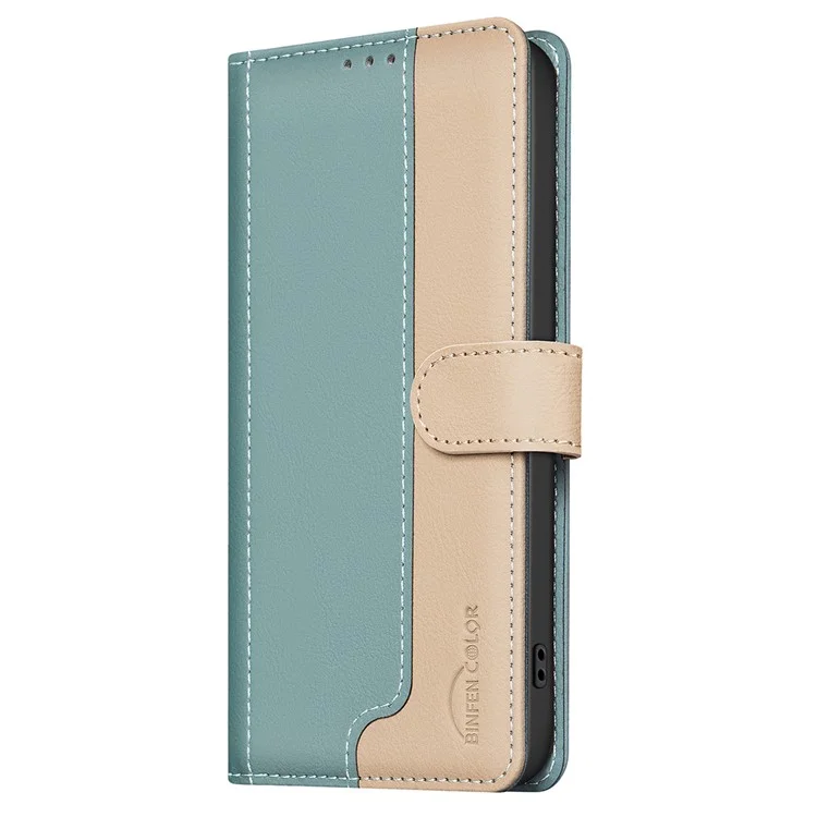 BINFEN COLOR BF33 Para Motorola Edge 50 Pro 5G Caso Splicing Color Leather Wallet Flip Cover - Verde