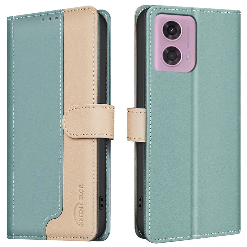 BINFEN COLOR BF33 Para Motorola Moto G04 4G / G24 4G Capa Bloqueio RFID Capa de Couro - Verde