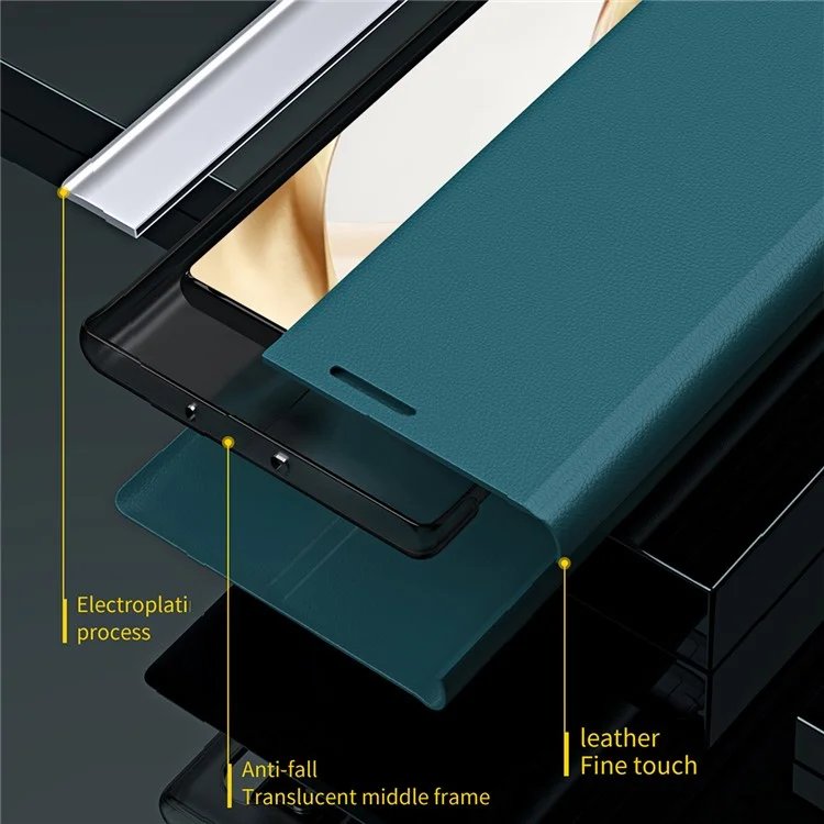 For Honor 200 Pro 5G Case Folding Stand PU Leather Protective Phone Cover - Green