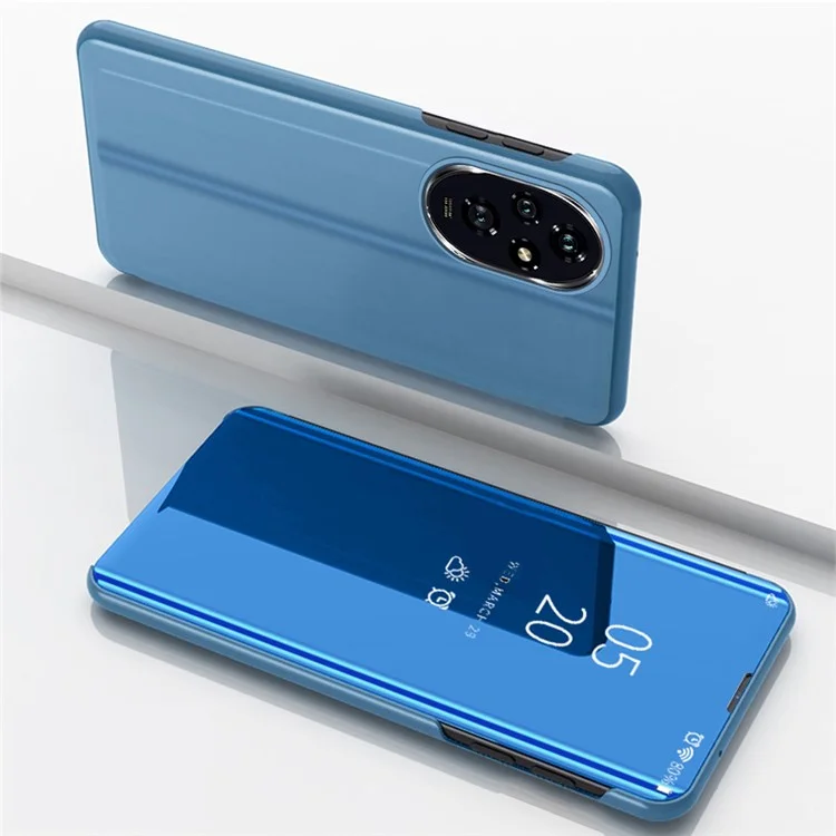 For Honor 200 Pro 5G Case View Window PU Leather Stand Phone Cover - Blue