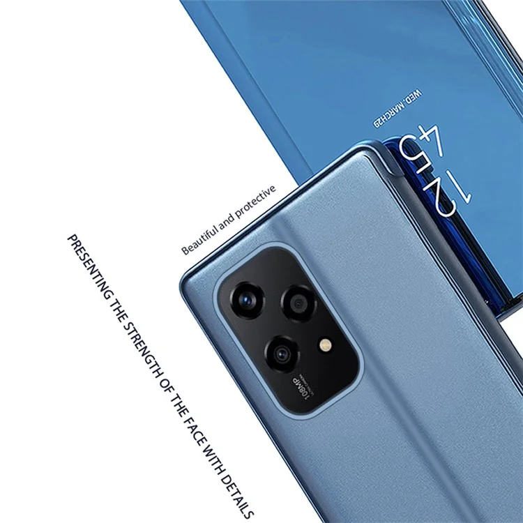 For Honor 200 Lite Case View Window Stand Leather Flip Phone Cover - Blue