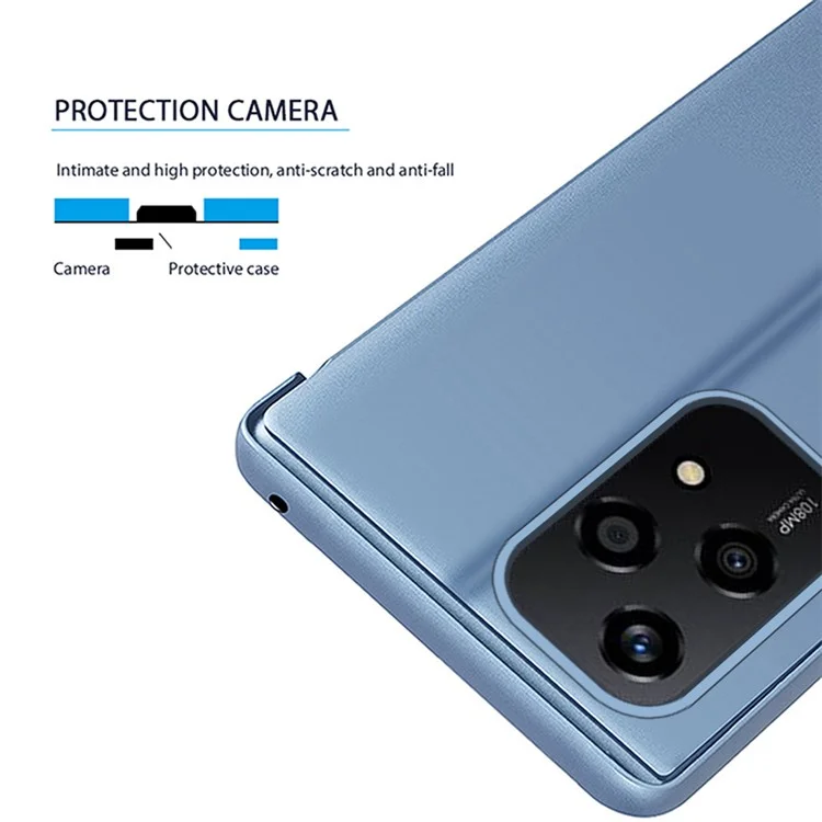 For Honor 200 Lite Case View Window Stand Leather Flip Phone Cover - Blue