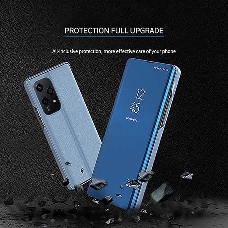 For Honor 200 Lite Case View Window Stand Leather Flip Phone Cover - Blue