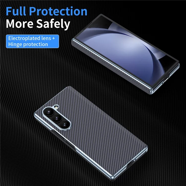 Per Samsung Galaxy Z Fold5 5G Case Texture in Fibra di Carbonio Pelle+PC Cover per Telefono - Grigio