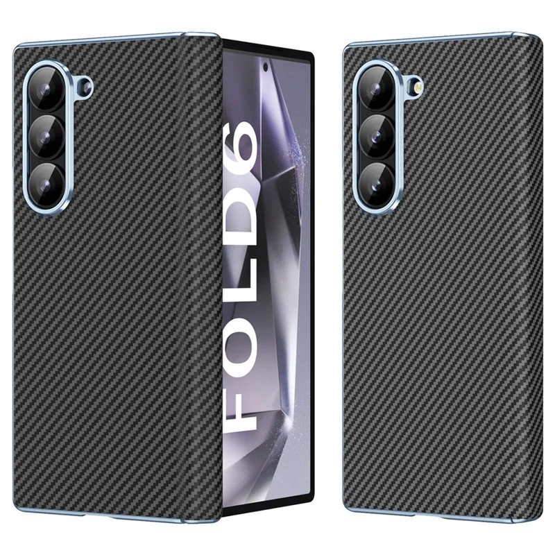For Samsung Galaxy Z Fold6 5G Case Leather+PC Phone Cover with Hinge Protection - Black