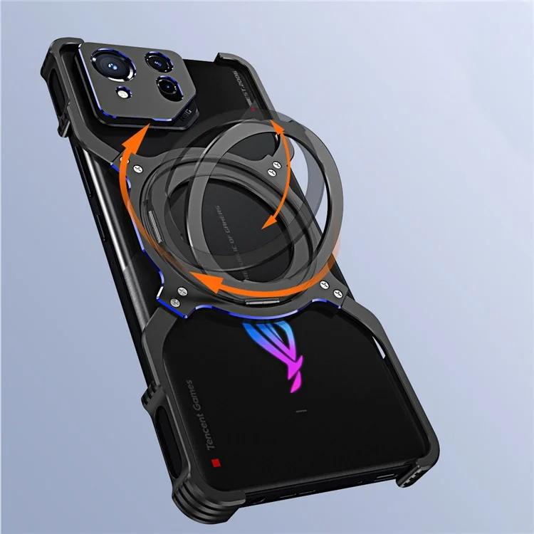 For Asus ROG Phone 8 5G / 8 Pro 5G Bumper Case Frameless Magnetic Kickstand Metal Phone Cover - Silver