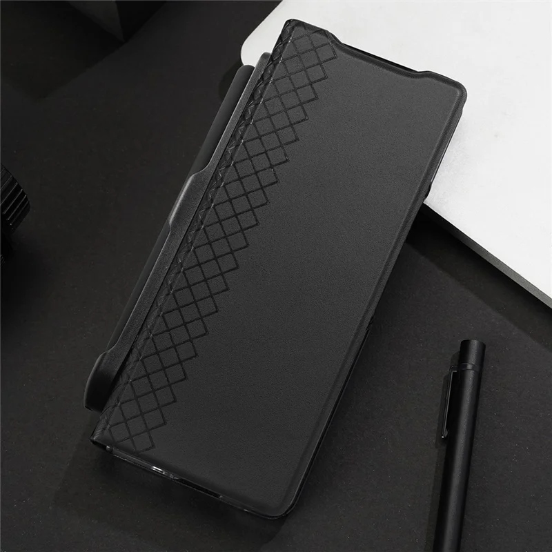 DUX DUCIS Bril Series for Samsung Galaxy Z Fold6 5G Case Leather+PC Stand Phone Cover with Pen Slot - Black
