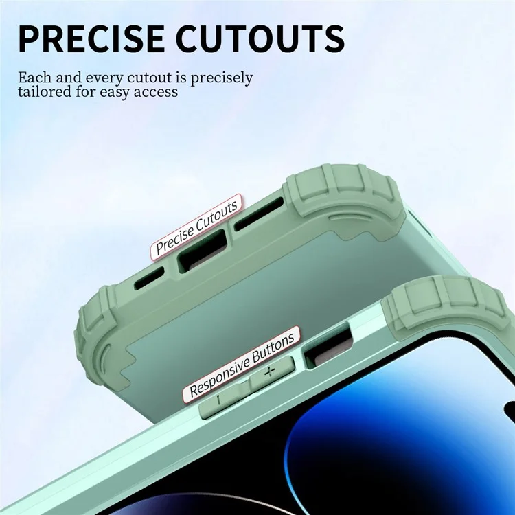 For iPhone 14 Pro Max L-Style Phone Case with Ring Holder Kickstand Protective Phone Back Cover - Green