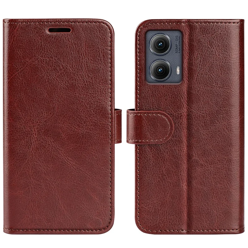 For Motorola Edge (2024) 5G Stand Case Crazy Horse Texture Leather Phone Cover with Wallet - Brown