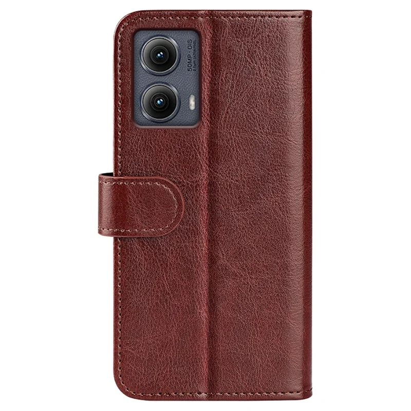 For Motorola Edge (2024) 5G Stand Case Crazy Horse Texture Leather Phone Cover with Wallet - Brown