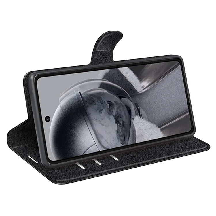 Для чехла HMD Pulse / Pulse+ / Pulse Pro, кожаный бумажник с текстурой личи, чехол для телефона - черный