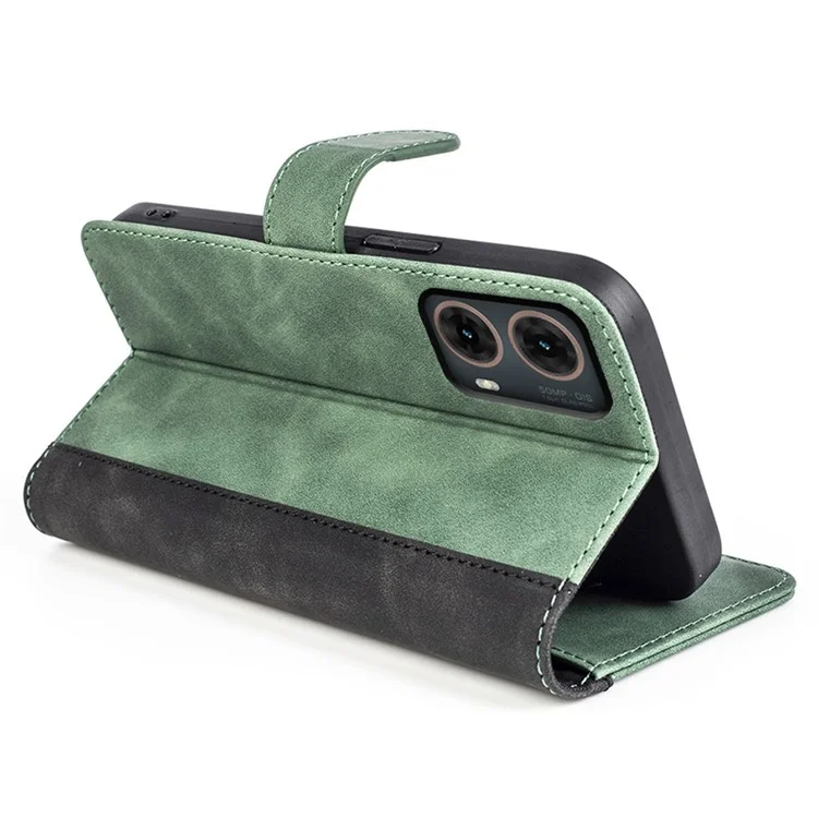 Para el Motorola Moto G85 5G / S50 Neo 5G Funda de Teléfono de Cuero Flip Folio Billetera Cubierta Empalme de Color - Verde