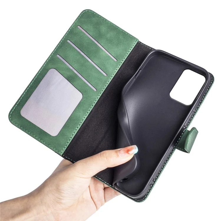 Para el Motorola Moto G85 5G / S50 Neo 5G Funda de Teléfono de Cuero Flip Folio Billetera Cubierta Empalme de Color - Verde