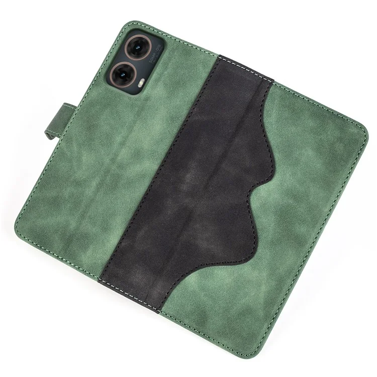 Para el Motorola Moto G85 5G / S50 Neo 5G Funda de Teléfono de Cuero Flip Folio Billetera Cubierta Empalme de Color - Verde