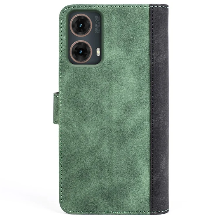 Para el Motorola Moto G85 5G / S50 Neo 5G Funda de Teléfono de Cuero Flip Folio Billetera Cubierta Empalme de Color - Verde