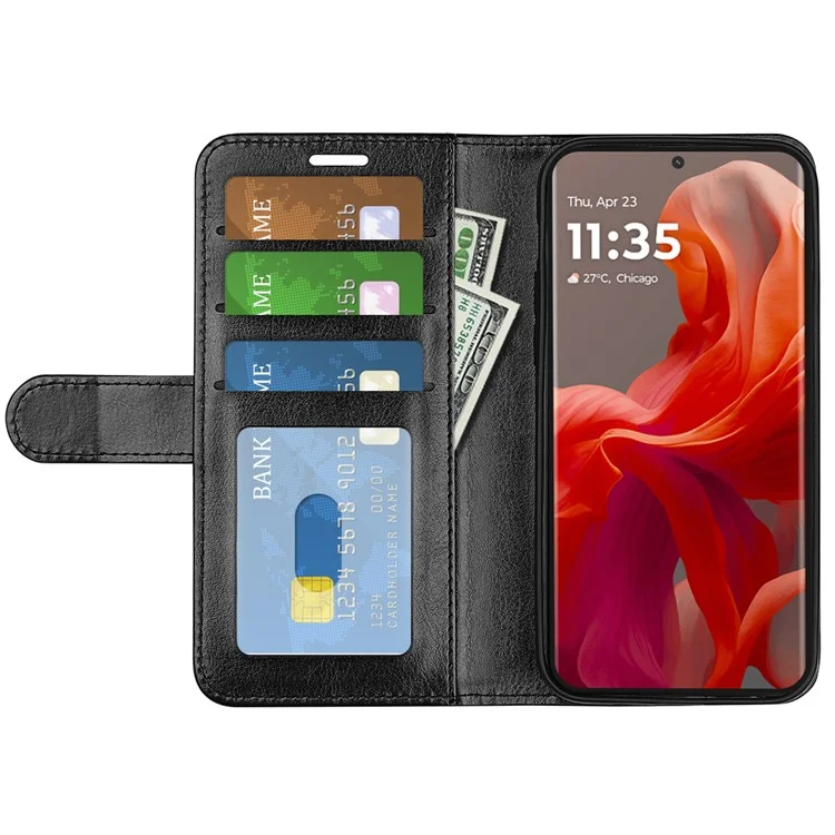 Para Motorola Moto G85 5G / S50 Neo 5G Funda de pie Textura Crazy Horse Billetera Funda de teléfono - Negro